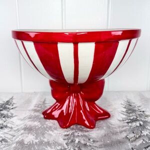 NEW Merry Way Peppermint Stripe Christmas Bowl